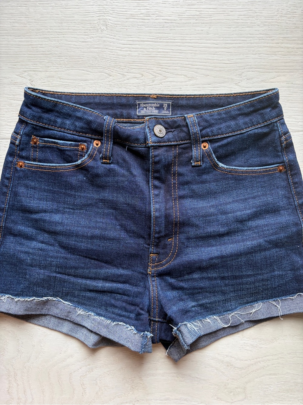 Abercrombie & Fitch Dark Indigo Rolled Hem Denim Shorts